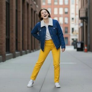 Splendid Blue and White Jean Jacket with Cropped Design